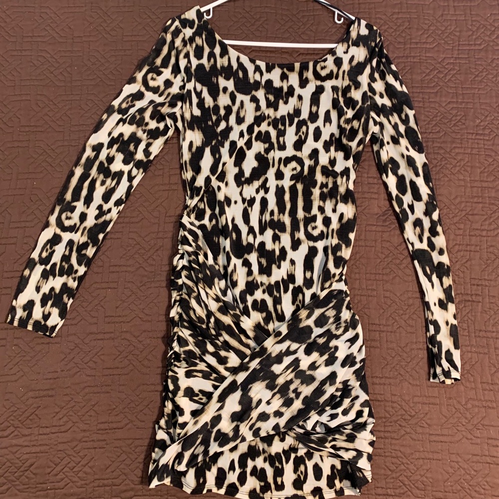 Guess Brand Long Sleeve Leopard Dress